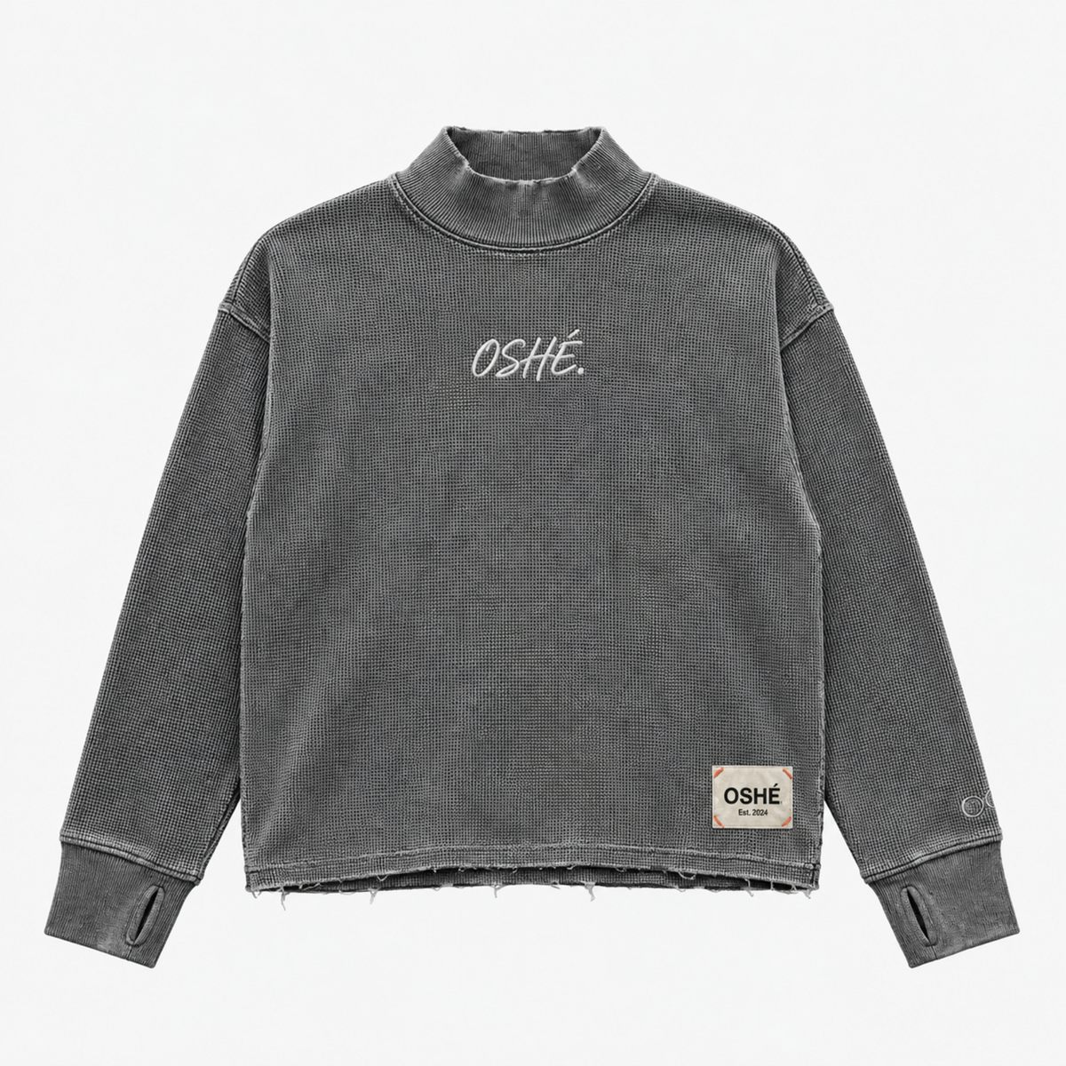 Washed Waffle Mock-Neck